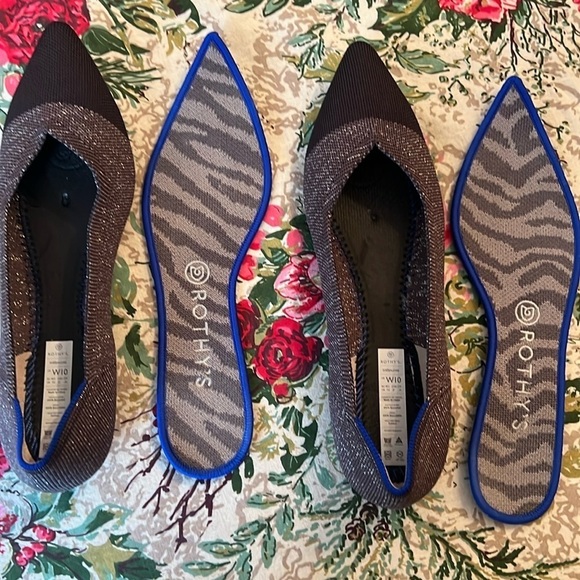 Rothy's Twilight Metallic The Point Captoe Flats Shoes Sz 10 UNICORN RARE - Picture 1 of 5